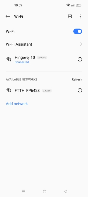 You are now connected to the Wi-Fi network