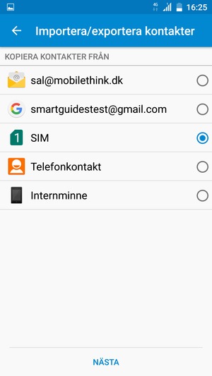 Välj SIM-kortet och välj NÄSTA