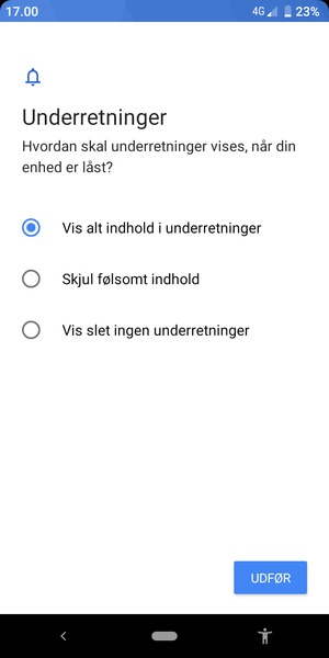 Vælg din foretrukne mulighed og vælg UDFØR