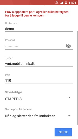 Bla til og velg Sikkerhetstype