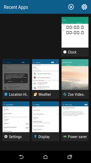 Select the X icon to close all running apps
