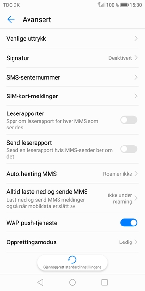 Velg SMS-senternummer