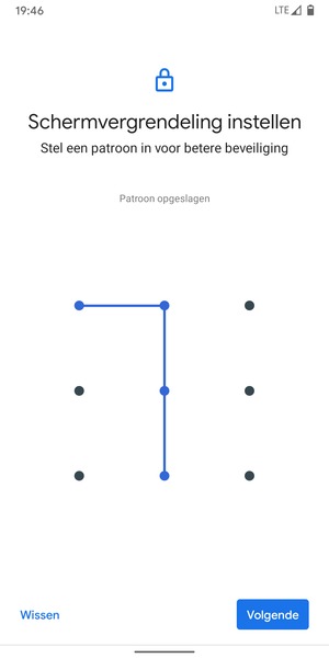 Teken een ontgrendelingspatroon en selecteer Volgende