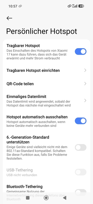 Ihr Handy ist jetzt für die Verwendung als Modem eingerichtet