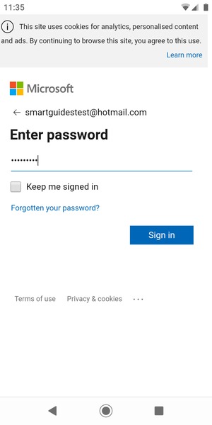 Enter your password and select Sign in