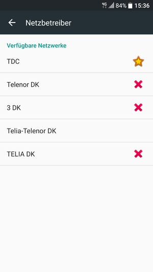 Wählen Sie einen Netzbetreiber von der Liste