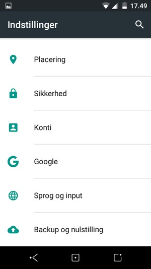 Scroll til og vælg Backup og nulstilling