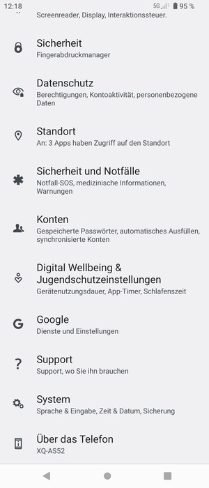 Scrollen Sie und wählen Sie Konten