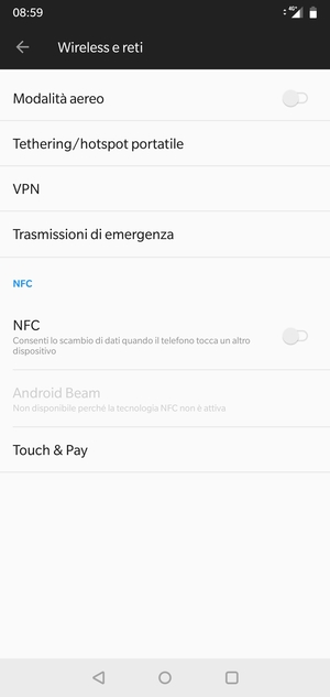 Seleziona Tethering/hotspot portatile