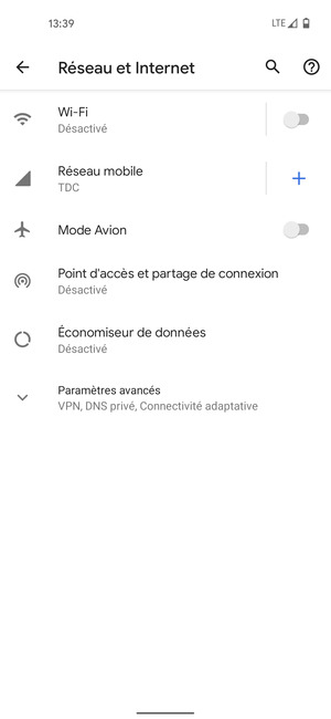 Sélectionnez Réseau mobile
