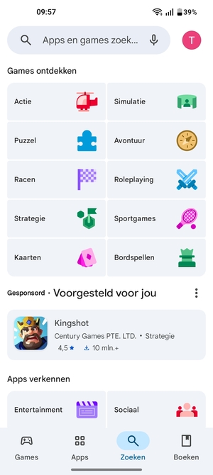 Selecteer de zoekbalk