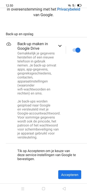 Selecteer Accepteren