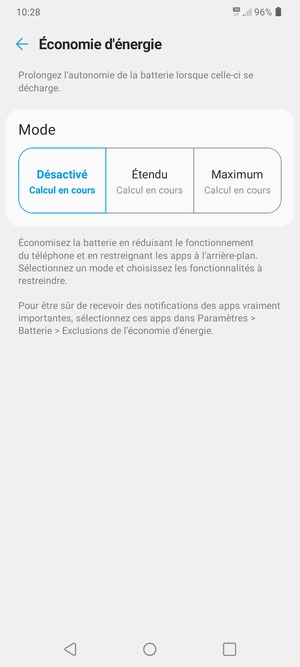 Pour activer Mode Maximum, sélectionnez Maximum