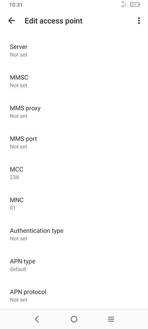 Scroll down and enter MMS information