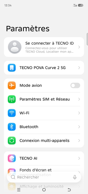 Sélectionnez Paramètres SIM et Réseau