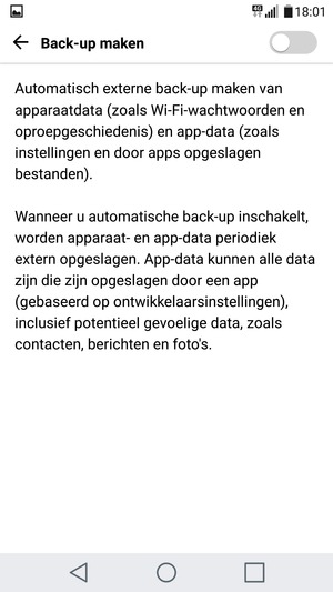 Schakel Back-up maken in