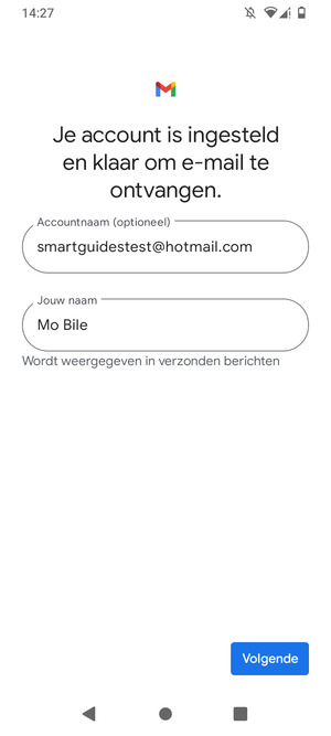 Geef uw account een naam en voer uw naam in. Selecteer Volgende