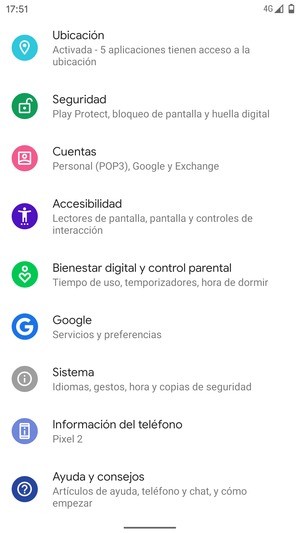 Desplácese y seleccione Seguridad