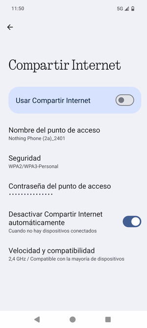 Seleccione Contraseña del punto de acceso