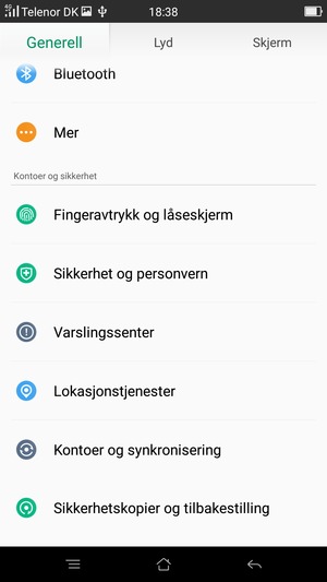 Bla til og velg Sikkerhetskopier og tilbakestilling