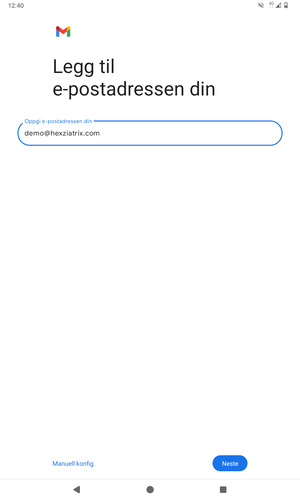 Skriv inn e-postadresse og velg Neste