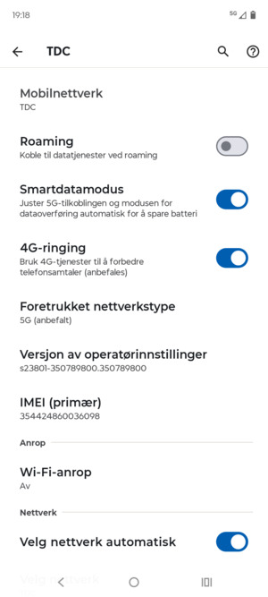 Bla til og velg Foretrukket nettverkstype