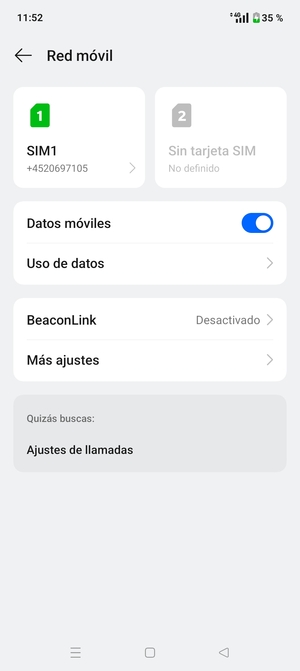 Seleccione SIM1 o SIM2