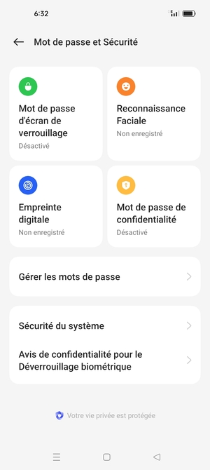 Sélectionnez Sécurité du système