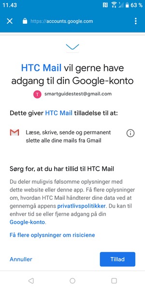 Vælg Tillad
