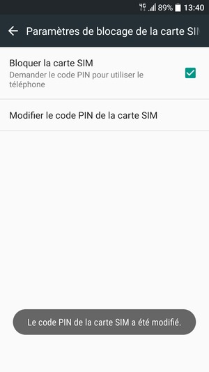 Votre code PIN de la carte SIM a été modifié