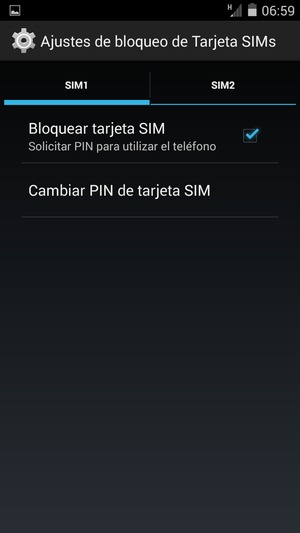 Seleccione SIM1 o SIM2 y seleccione Cambiar PIN de tarjeta SIM