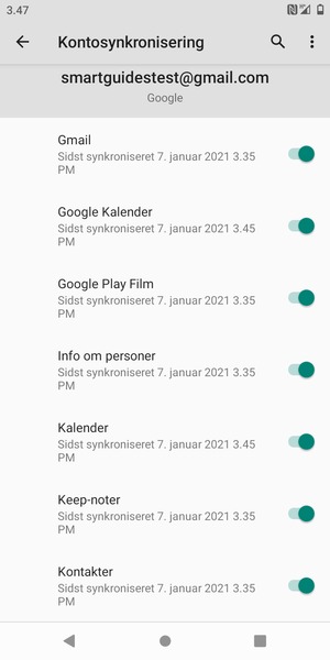 Kontroller at Kontakter er valgt
