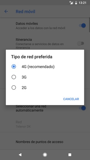 Seleccione la opción deseada
