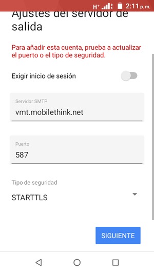 Seleccione Tipo de seguridad