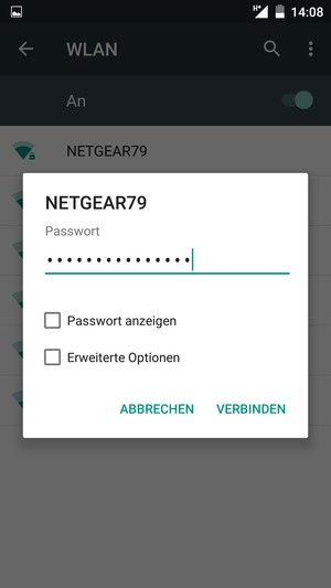 Geben Sie das WLAN-Passwort ein und wählen Sie VERGINDEN