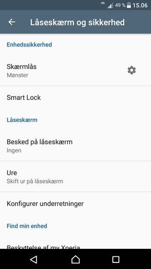 Din telefon er nu sikret med en skærmlås