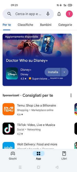 Seleziona la barra di ricerca