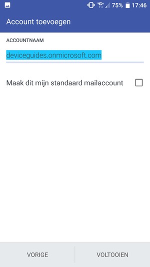 Geef uw account een naam en selecteer VOLTOOIEN
