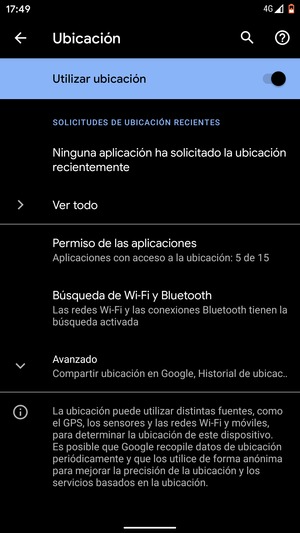 Desactive Utilizar ubicación