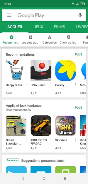 Sélectionnez la barre de Recherche