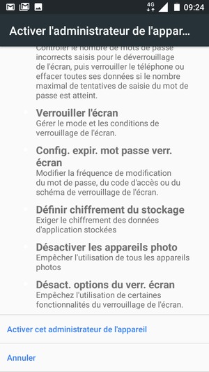 Faites défiler vers le bas et sélectionnez Activer cet administrateur de l'appareil
