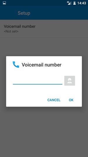 Enter the Voicemail number and select OK