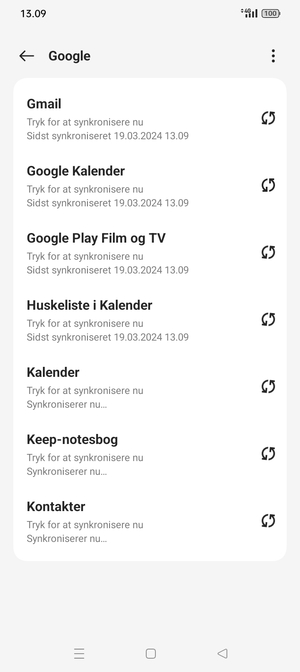 Dine oplysninger vil blive synkroniseret