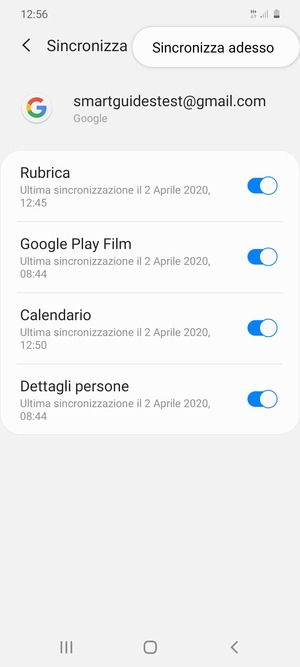 Seleziona Sincronizza adesso
