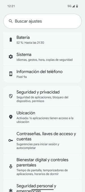 Desplácese y seleccione Ubicación