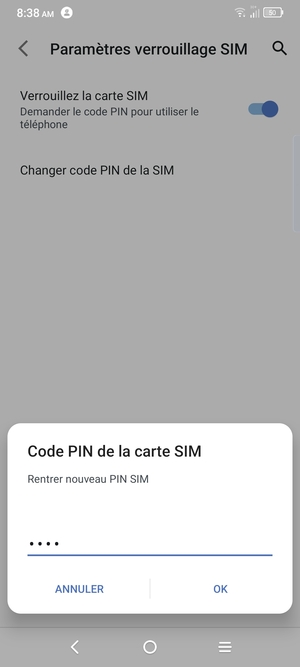 Veuillez confirmer votre nouveau code PIN de la carte SIM et sélectionner OK