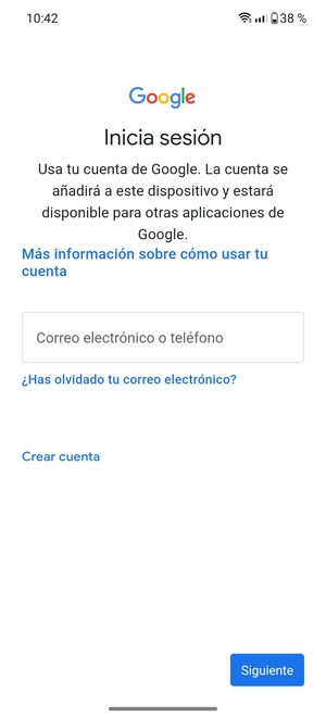 Introduzca su dirección de Gmail y seleccione Siguiente