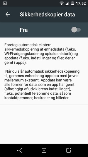 Aktiver Sikkerhedskopier data