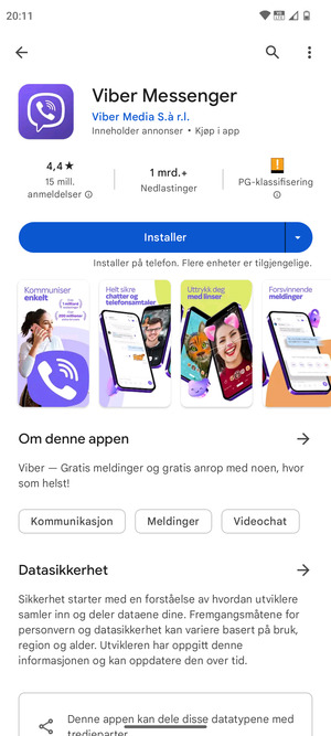 Velg Installer