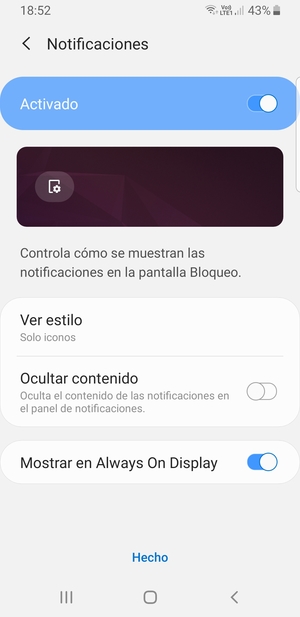 Seleccione la opciones deseada y seleccione Hecho